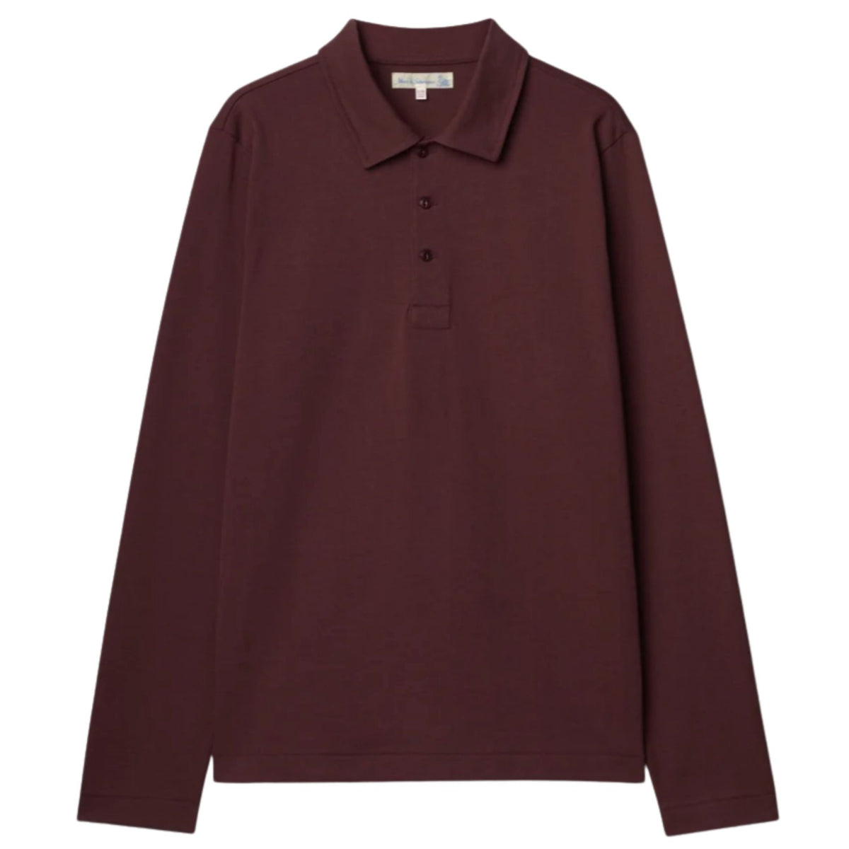 Merz b Schwanen 2MPOLO01LS Mid-Century Machine Refined Fit Polo Longsleeve - Burgundy