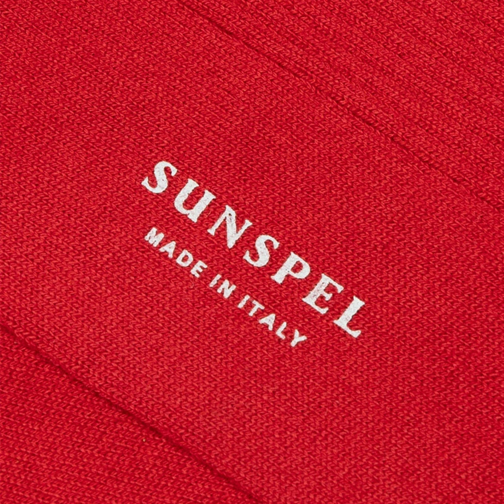 Sunspel Cotton Ribbed Socks - Red