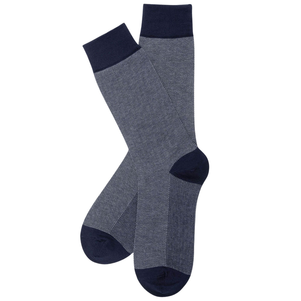 Stuarts London Brian Oak Birds Eye Patterned Socks - Navy