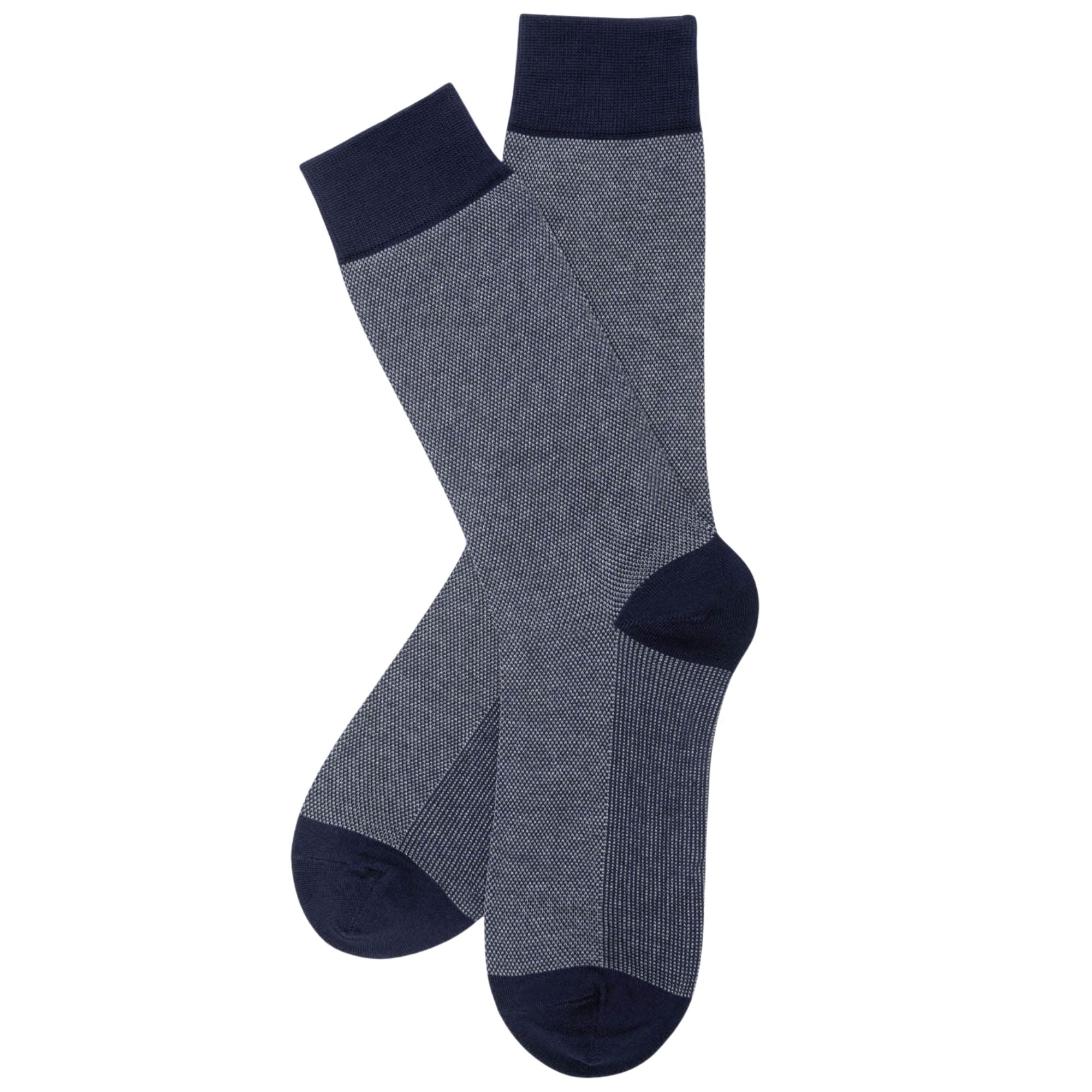 Stuarts London Brian Oak Birds Eye Patterned Socks - Navy