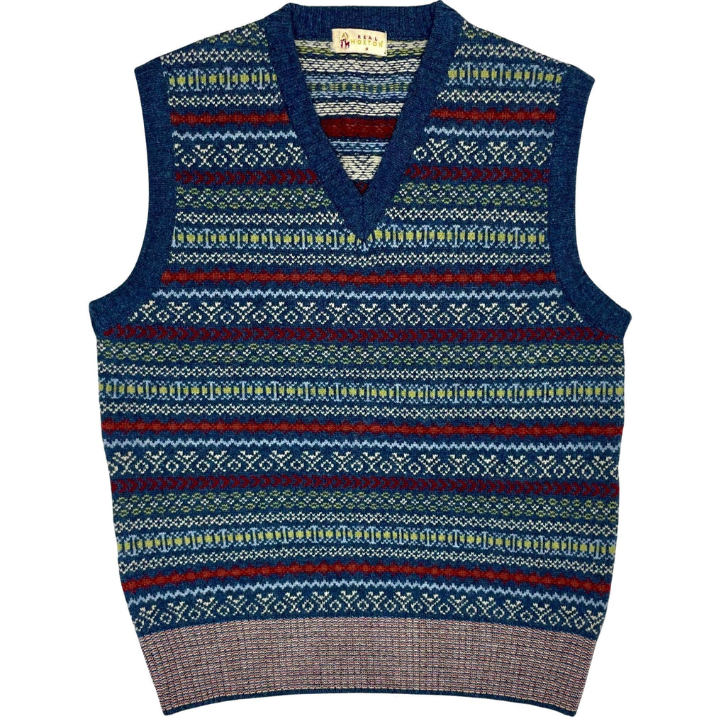 Real Hoxton Fair Isle V-Neck Slipover - Trippy Retro