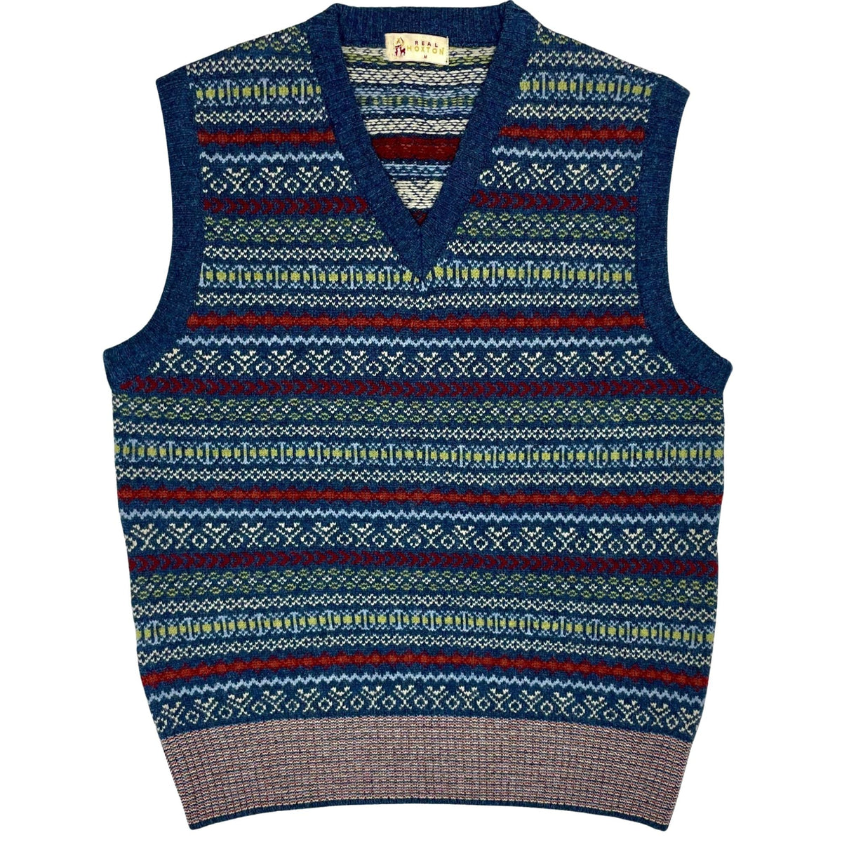 Real Hoxton Fair Isle V-Neck Slipover - Trippy Retro