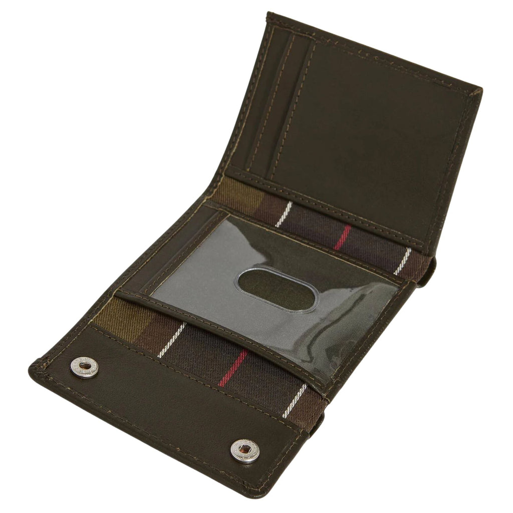 Barbour Brunton Leather Wallet & Keychain Gift Set - Dark Olive