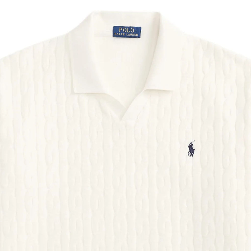 Polo Ralph Lauren Relaxed Fit Cabled Terry Polo Shirt - Deckwash White