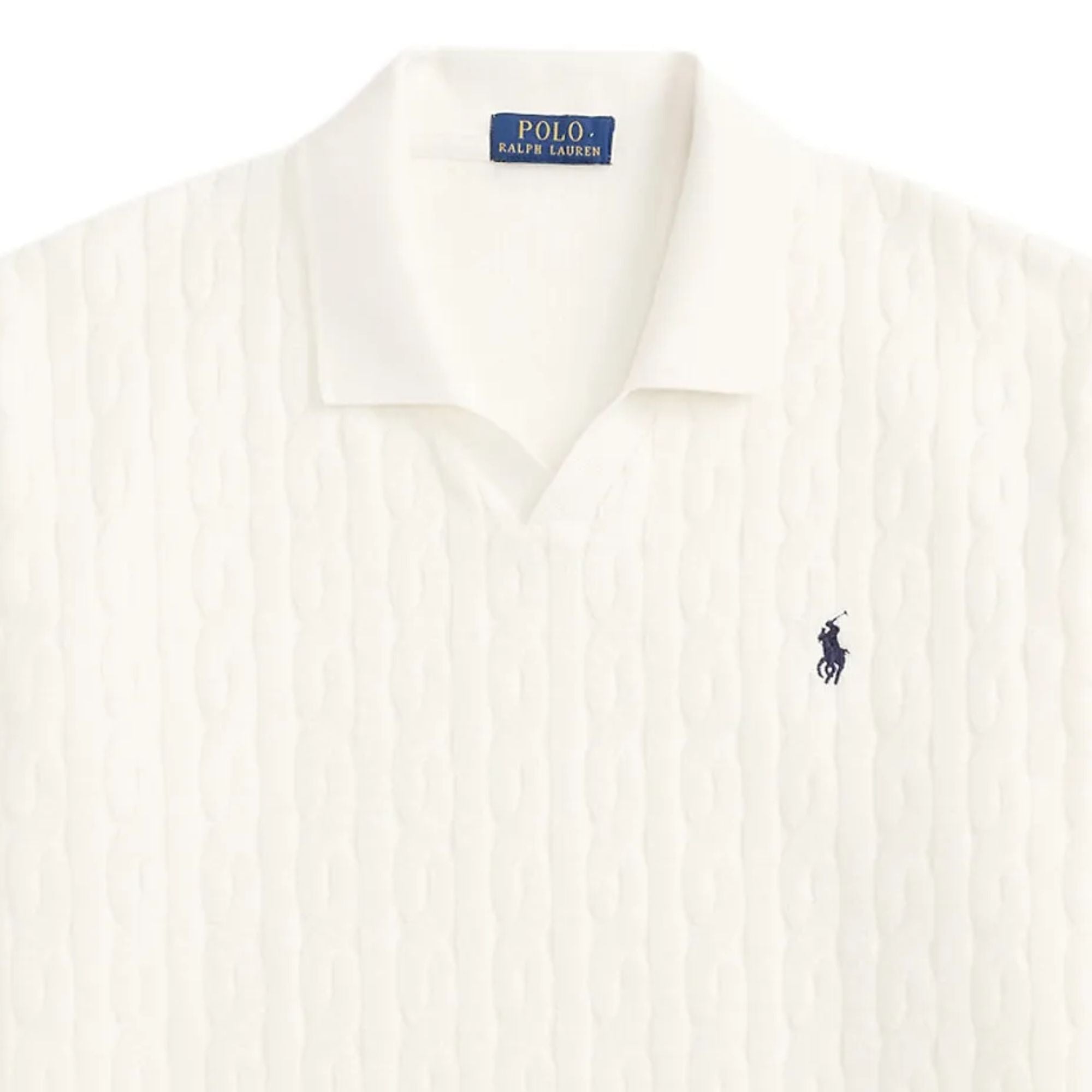 Polo Ralph Lauren Relaxed Fit Cabled Terry Polo Shirt - Deckwash White