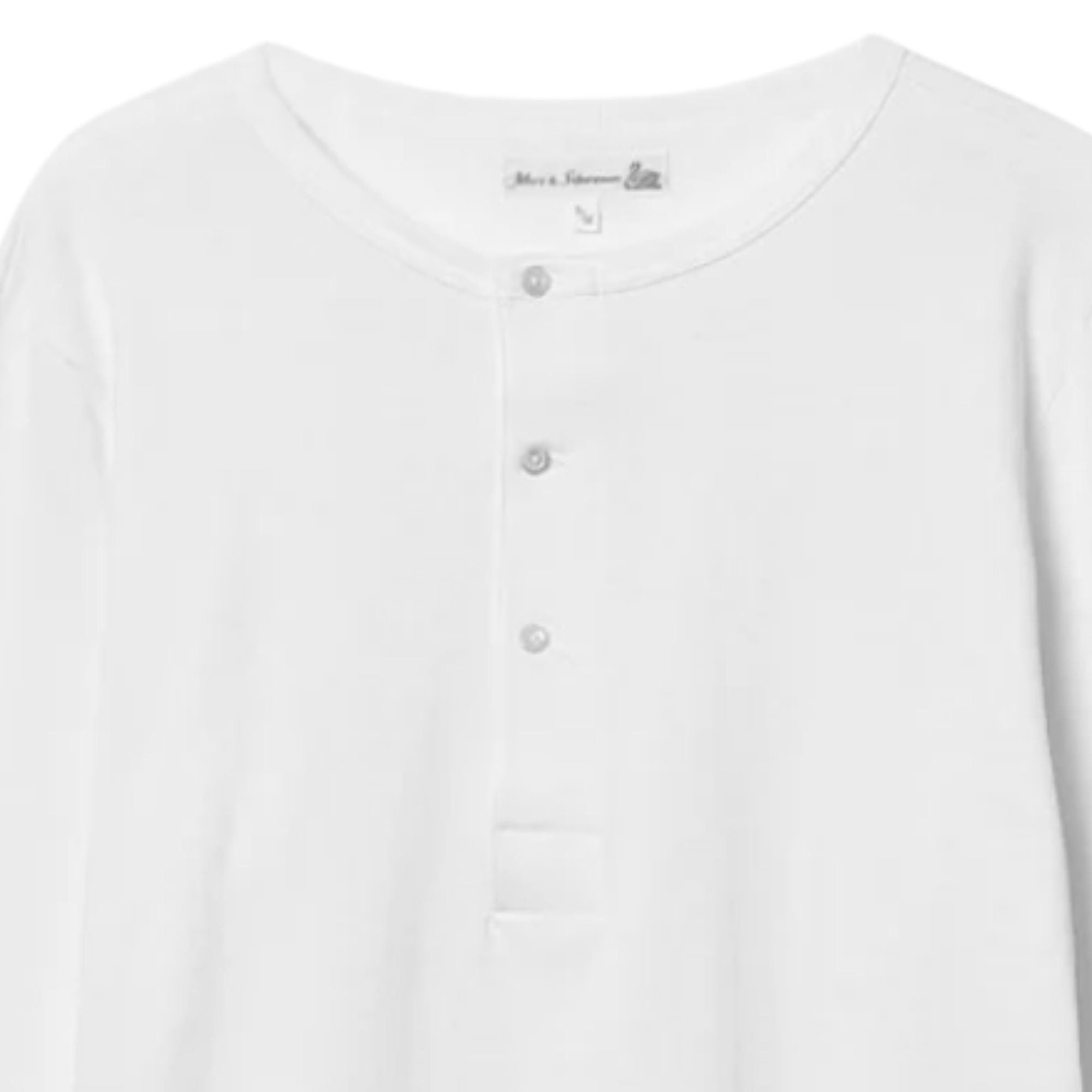Merz b Schwanen 2M06 Vintage Machine Refined Classic Fit Long Sleeve Henley - White