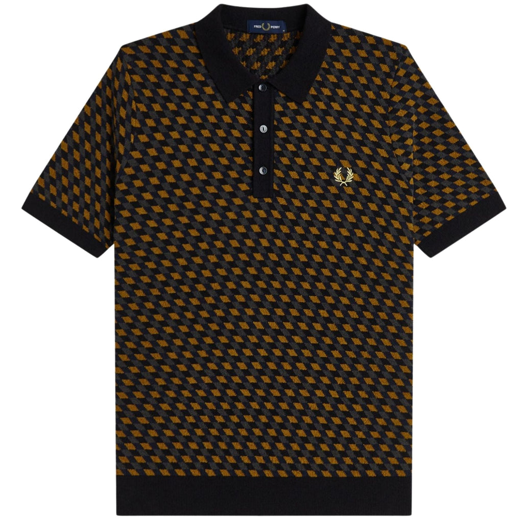 Fred Perry Geometric Knitted Shirt - Caramel