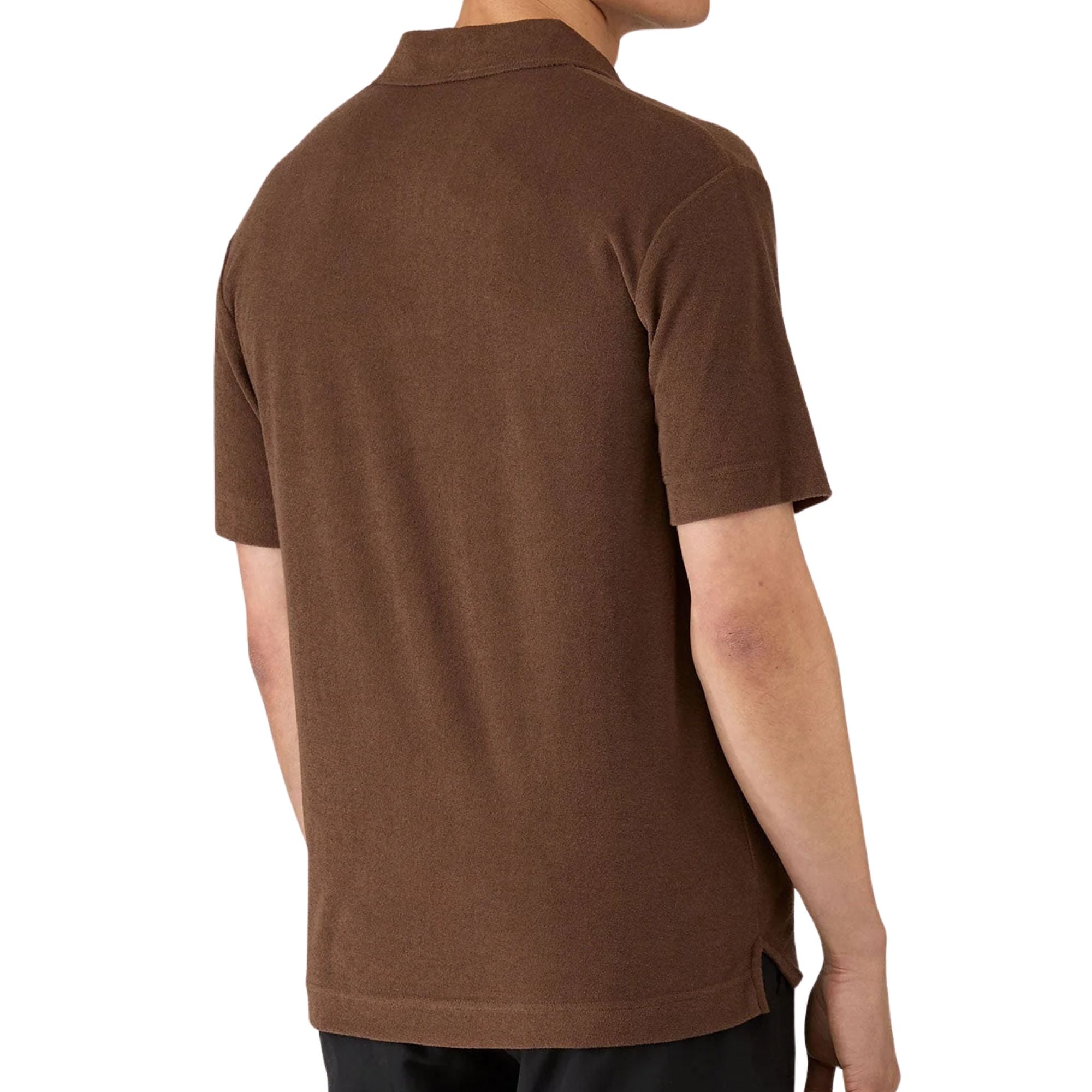 Sunspel Towelling Polo Shirt - Dark Walnut