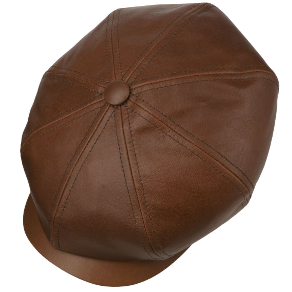 Stetson Hats Hatteras Goat Nappa Bowling Flat Cap - Brown