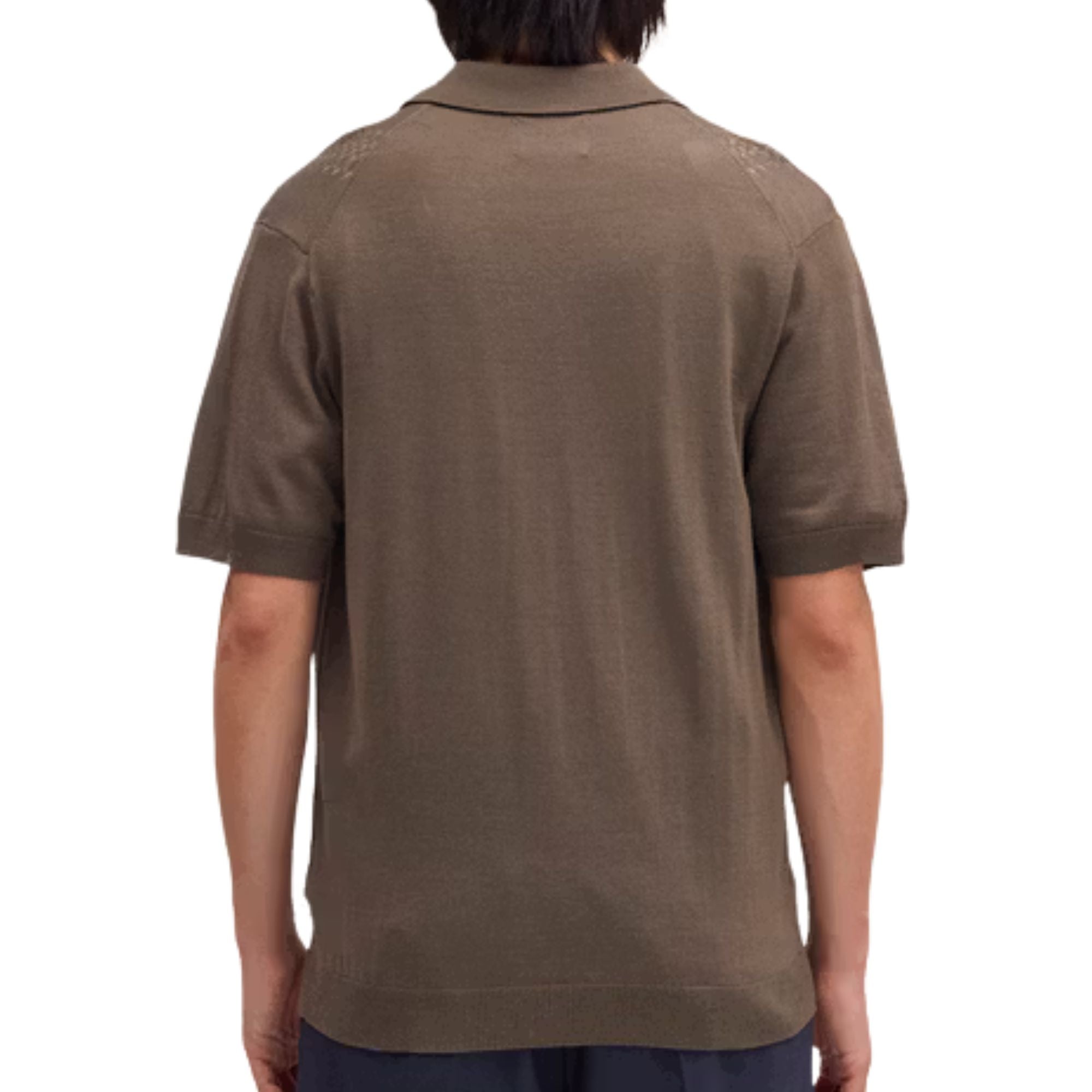 NN07 Thor Wool Blend Button through Polo Shirt  - Mable Husk