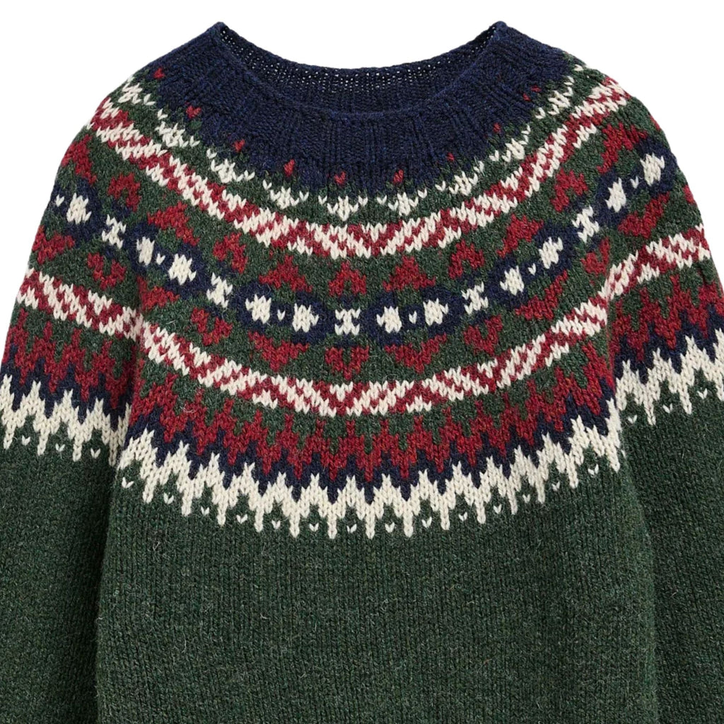 Barbour Scottish Made Fair Isle Crew Neck Jumper - Green