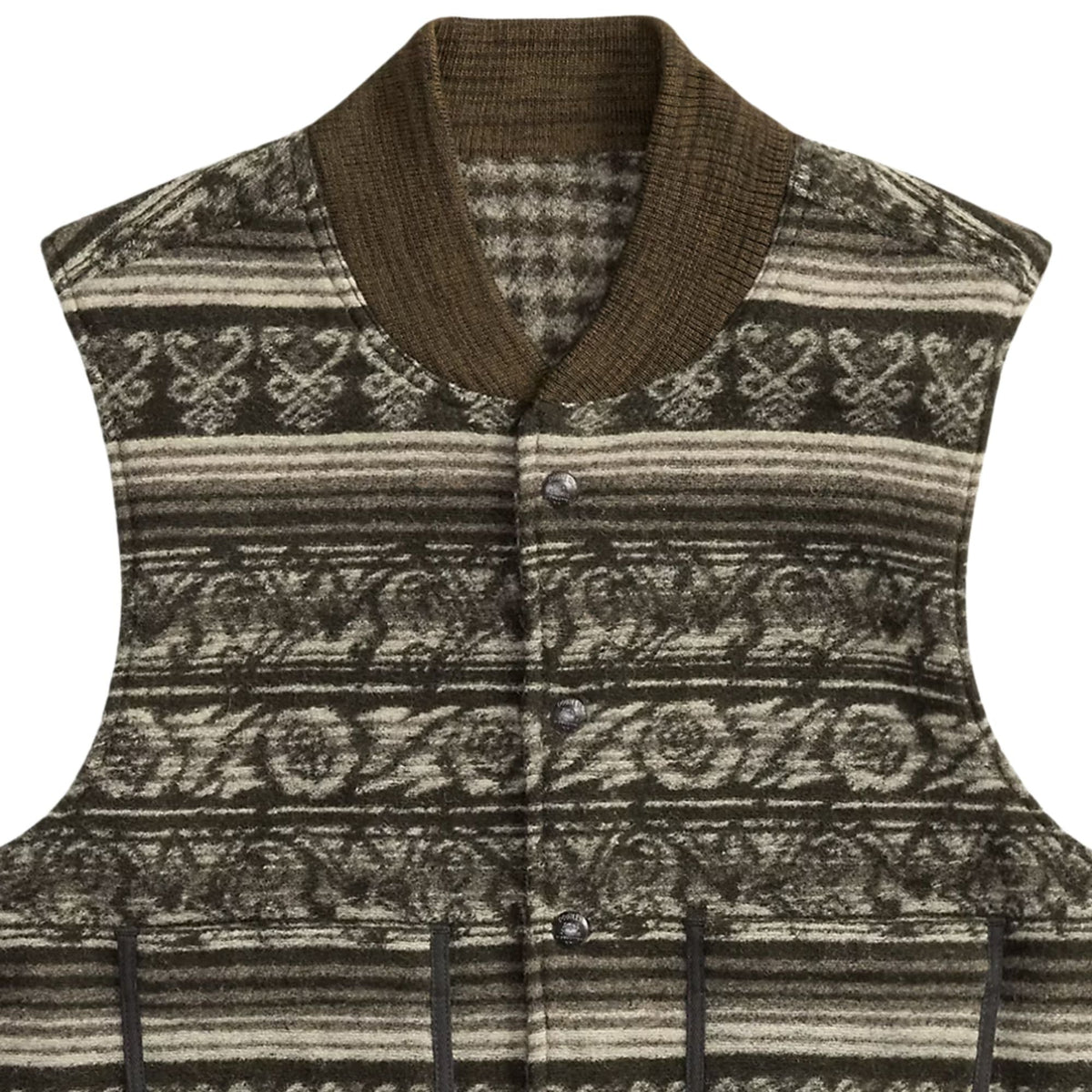 RRL by Ralph Lauren  Reversible Double-Knit Jacquard Gilet - Black/Multi