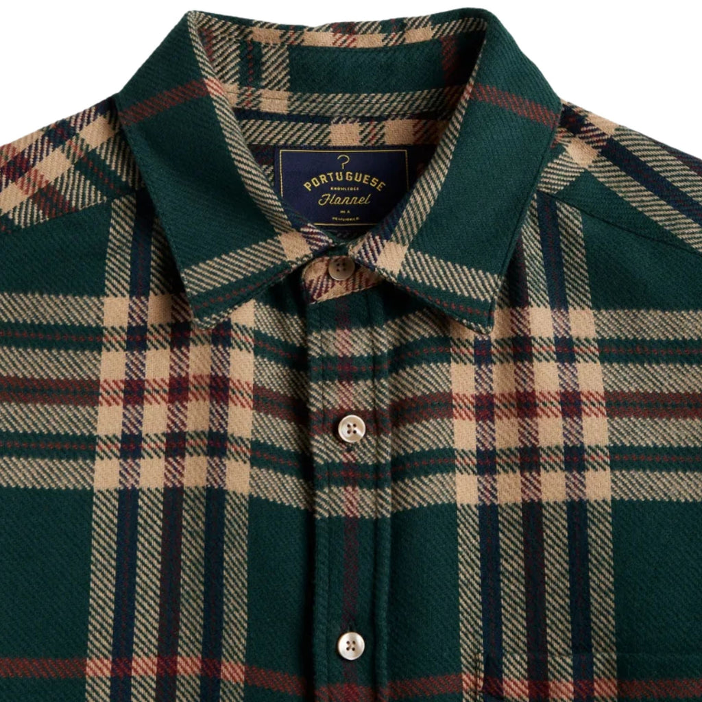 Portuguese Flannel Cervo Shirt - Green/Ecru