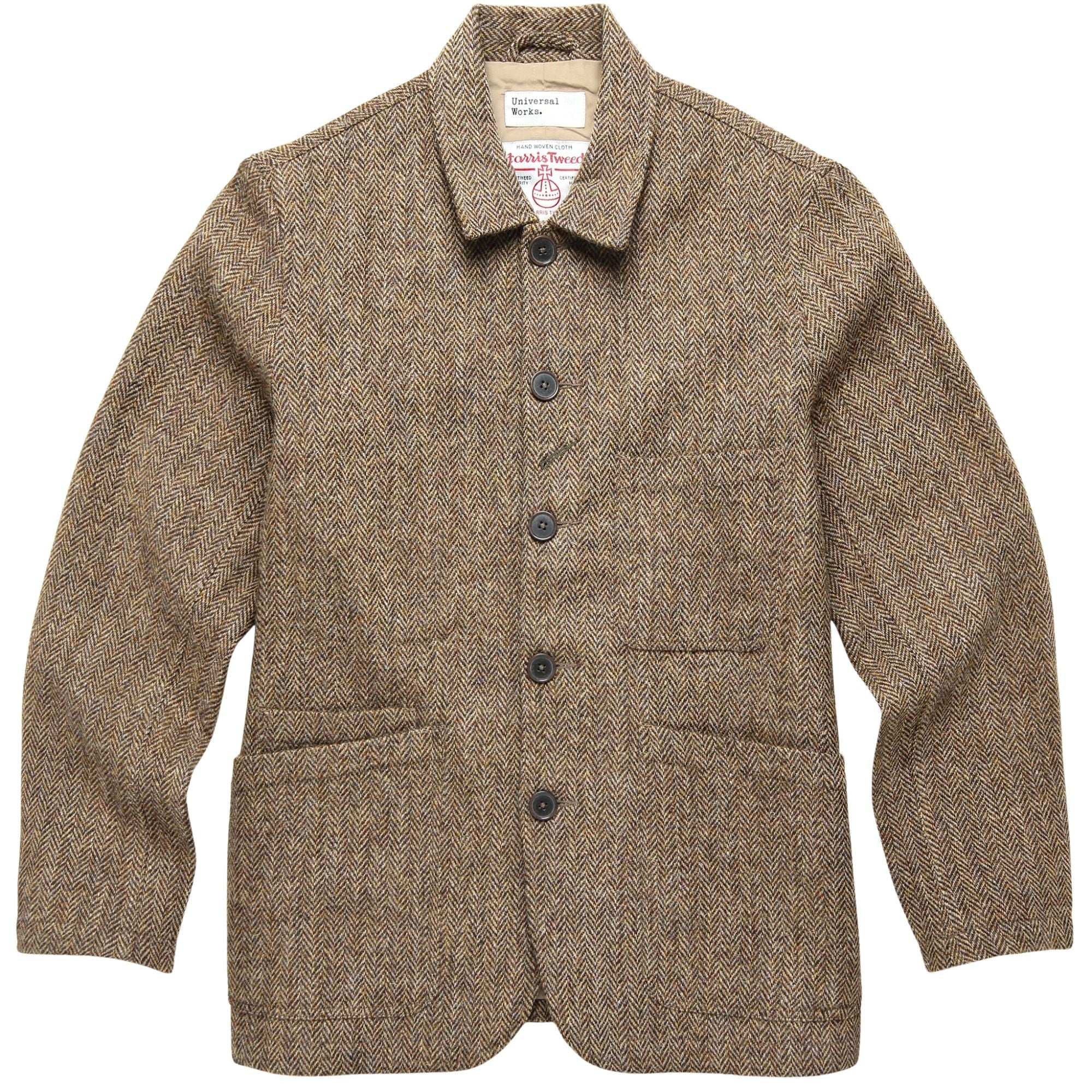 Universal Works Harris Tweed OG Bakers Jacket - Sand/Brown
