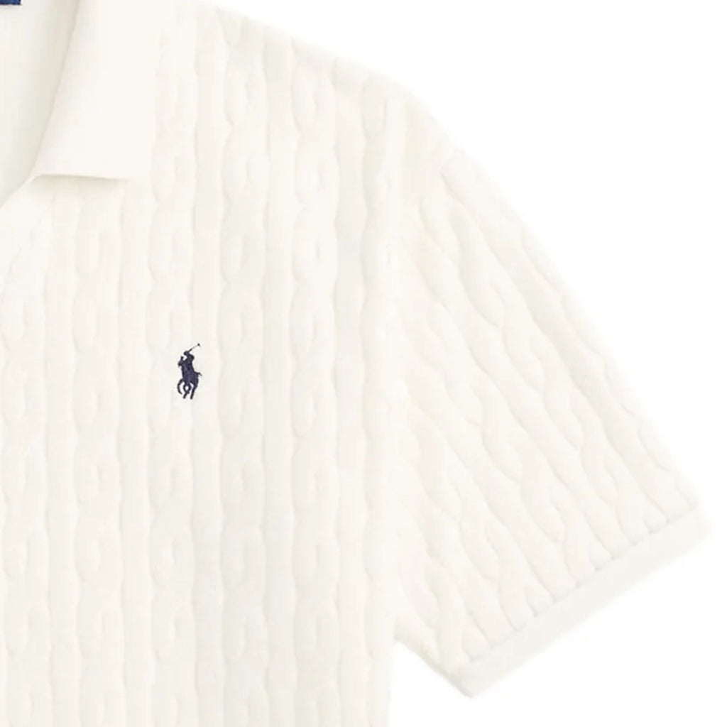 Polo Ralph Lauren Relaxed Fit Cabled Terry Polo Shirt - Deckwash White