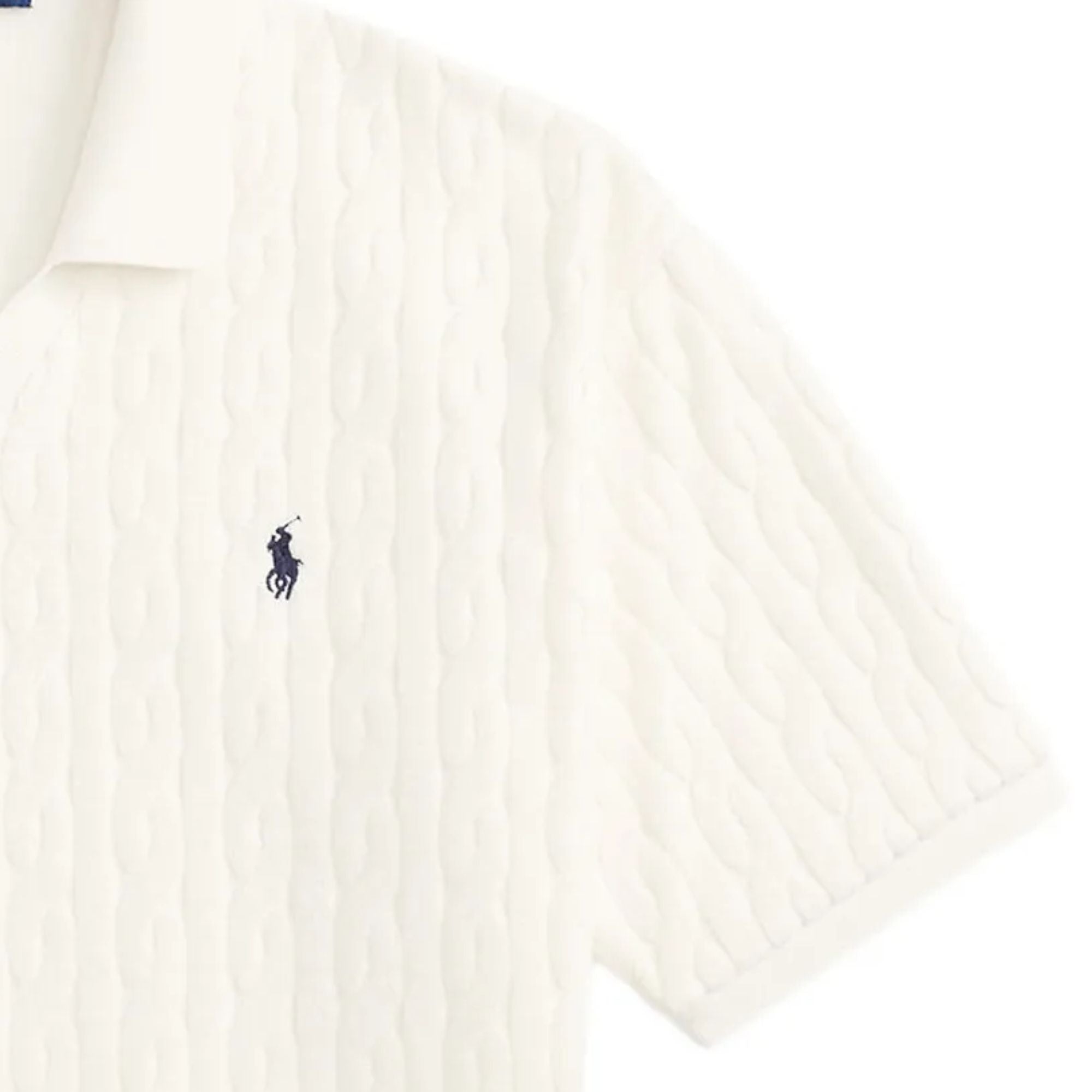 Polo Ralph Lauren Relaxed Fit Cabled Terry Polo Shirt - Deckwash White