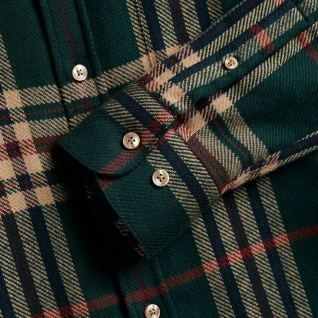 Portuguese Flannel Cervo Shirt - Green/Ecru