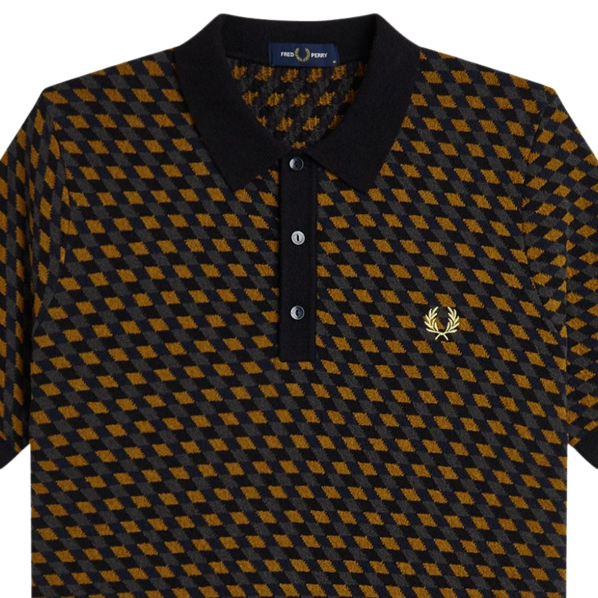 Fred Perry Geometric Knitted Shirt - Caramel
