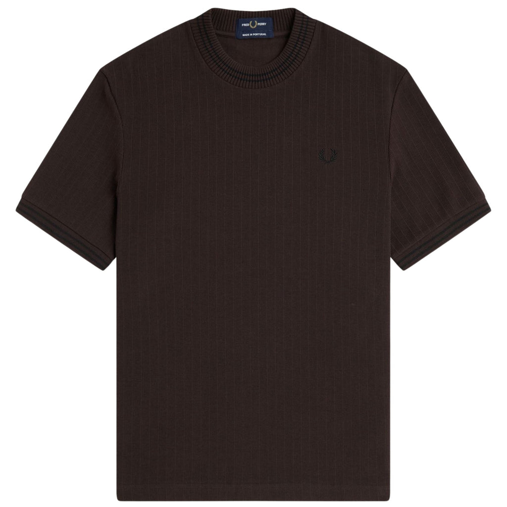 Fred Perry Ribbed Jersey T-Shirt - Rich Brown