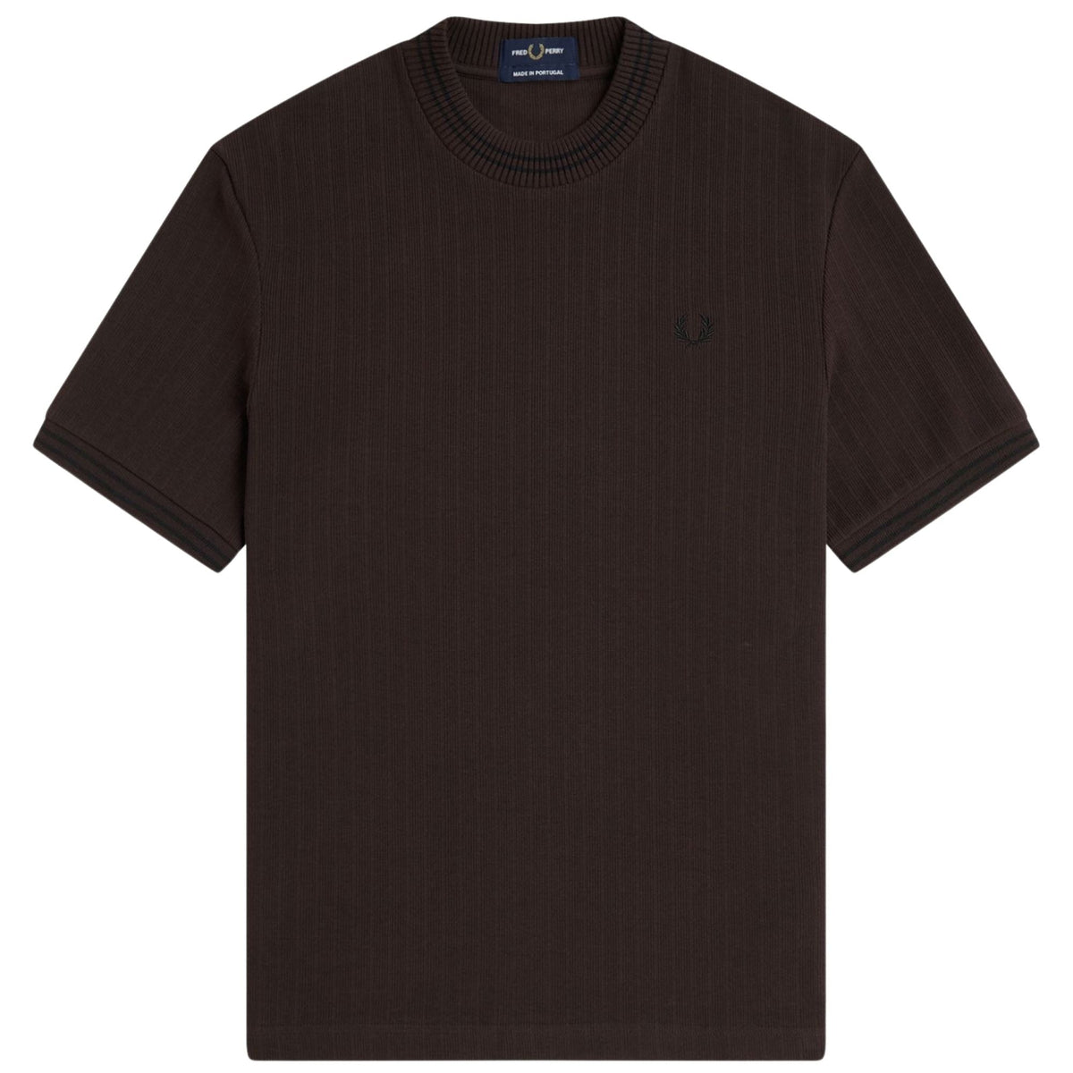 Fred Perry Ribbed Jersey T-Shirt - Rich Brown