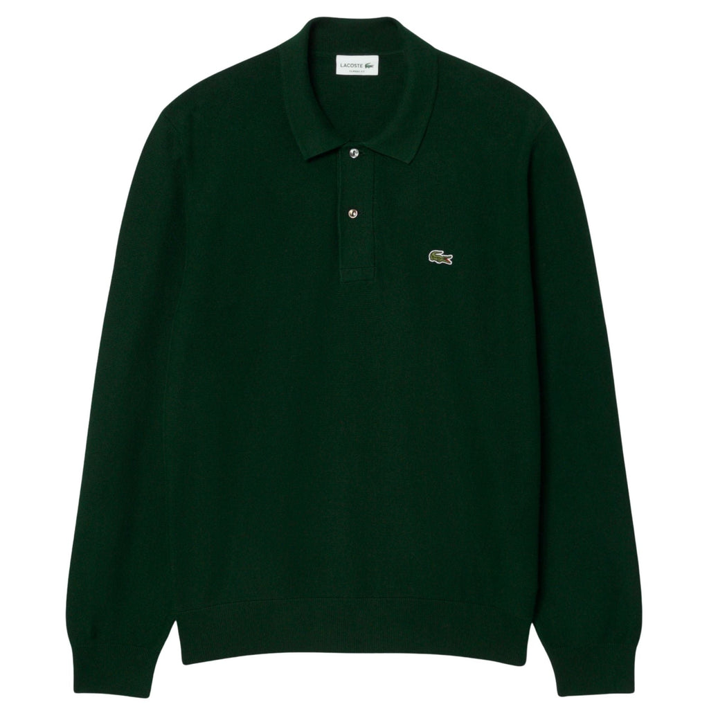 Lacoste Classic Fit Long Sleeved Knitted Polo Shirt - Green