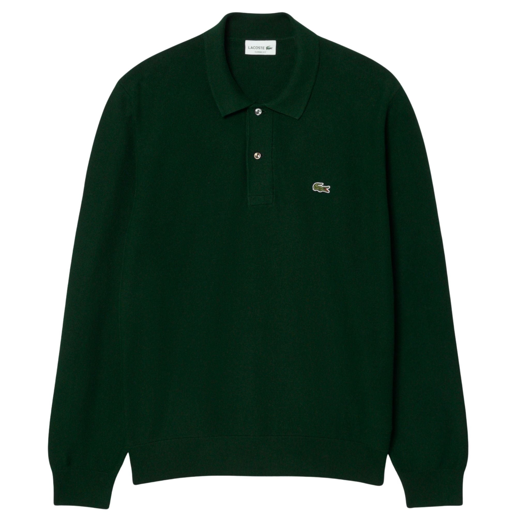 Lacoste Classic Fit Long Sleeved Knitted Polo Shirt - Green