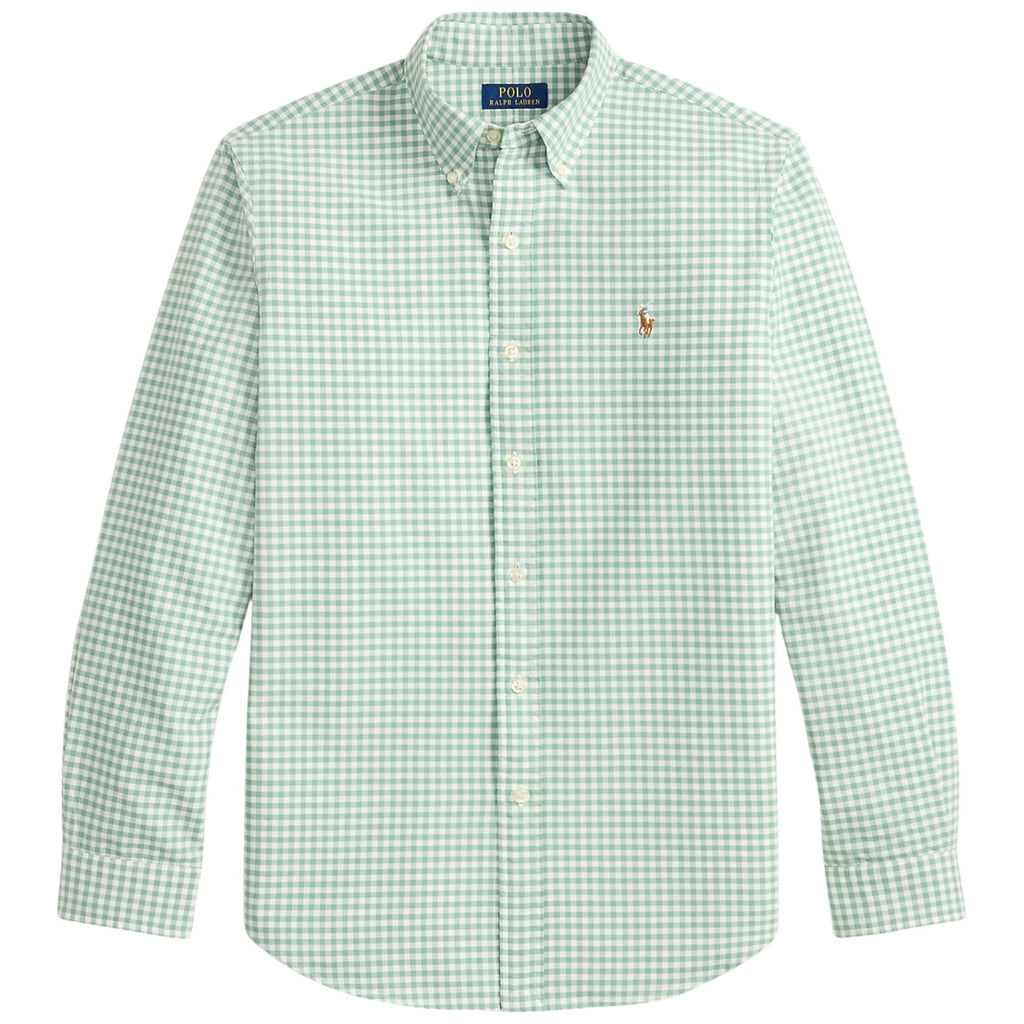 Polo Ralph Lauren Custom Fit Gingham Oxford Shirt - Faded Mint White