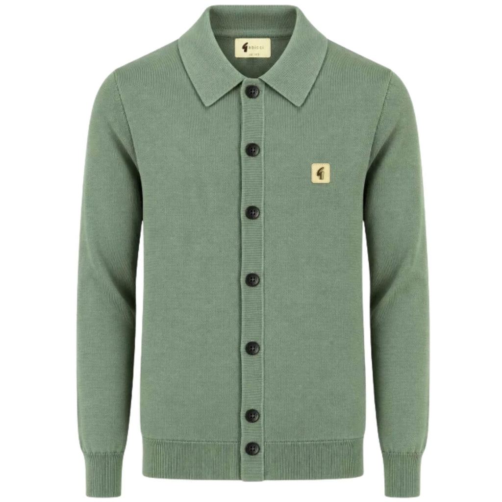 Gabicci Vintage Azima Long Sleeve Plain Knit Button Thru - Khaki