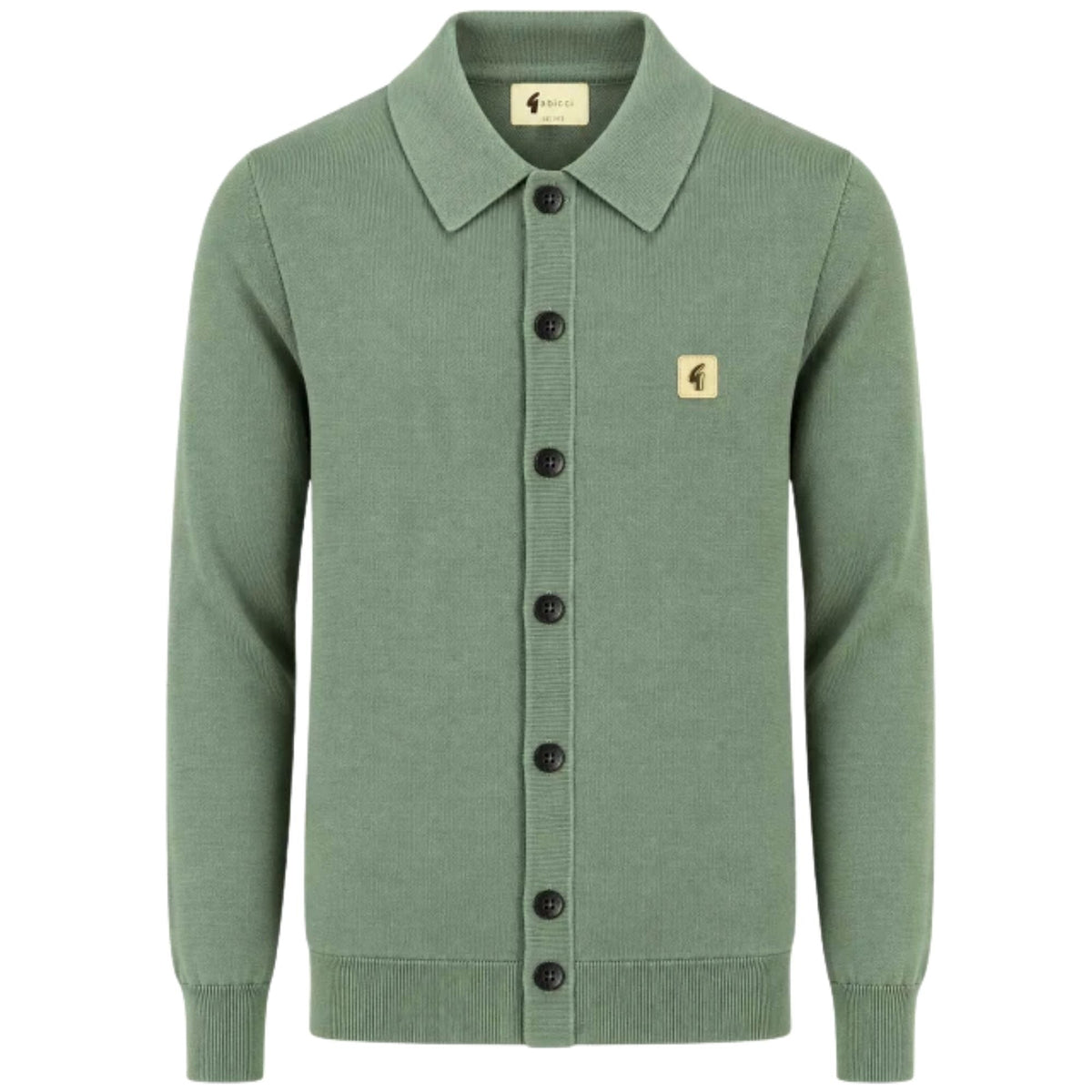 Gabicci Vintage Azima Long Sleeve Plain Knit Button Thru - Khaki