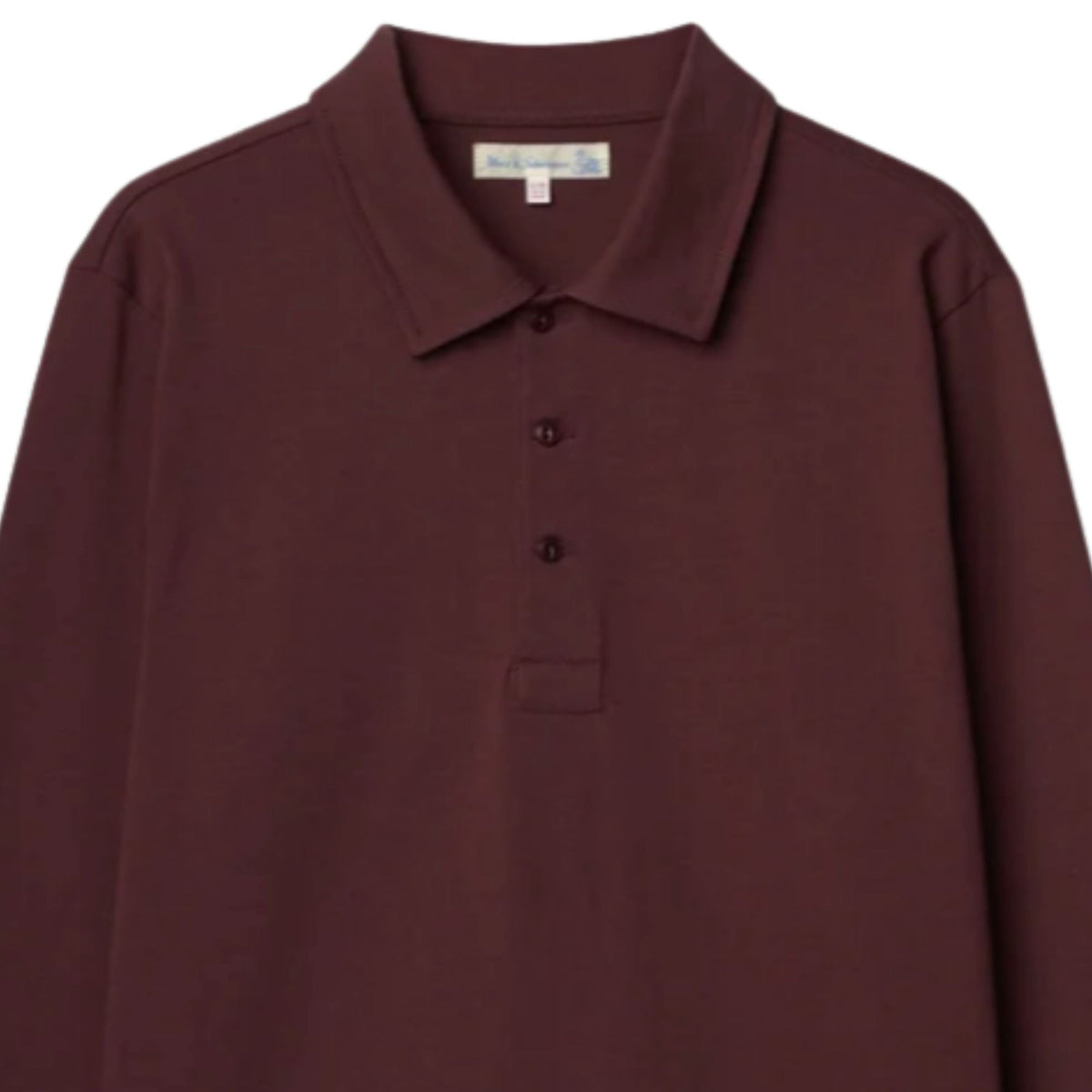 Merz b Schwanen 2MPOLO01LS Mid-Century Machine Refined Fit Polo Longsleeve - Burgundy