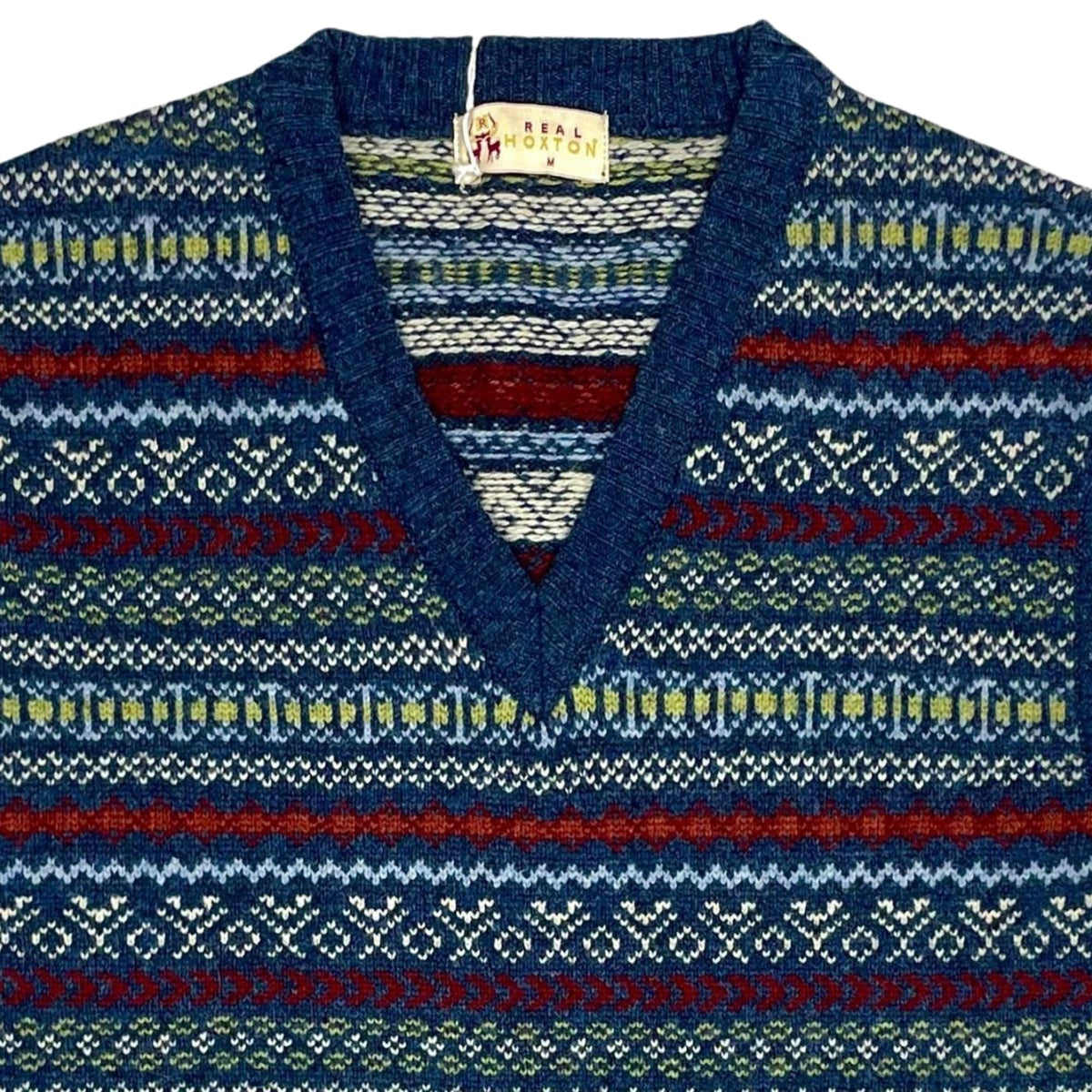 Real Hoxton Fair Isle V-Neck Slipover - Trippy Retro
