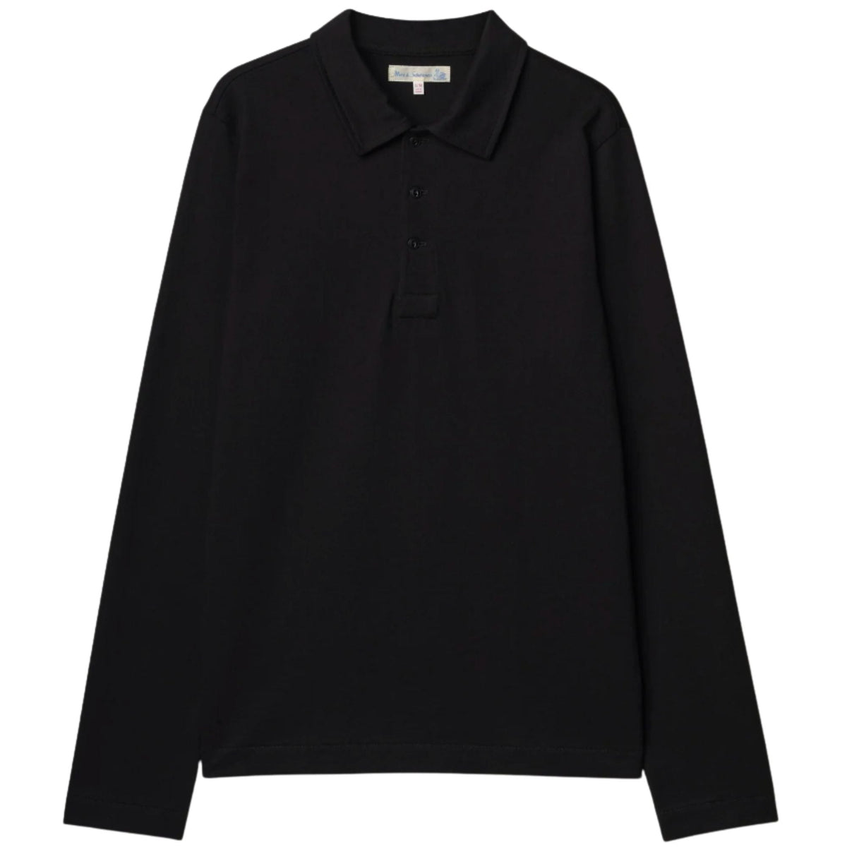 Merz b Schwanen 2MPOLO01LS Mid-Century Machine Refined Fit Polo Longsleeve - Deep Black