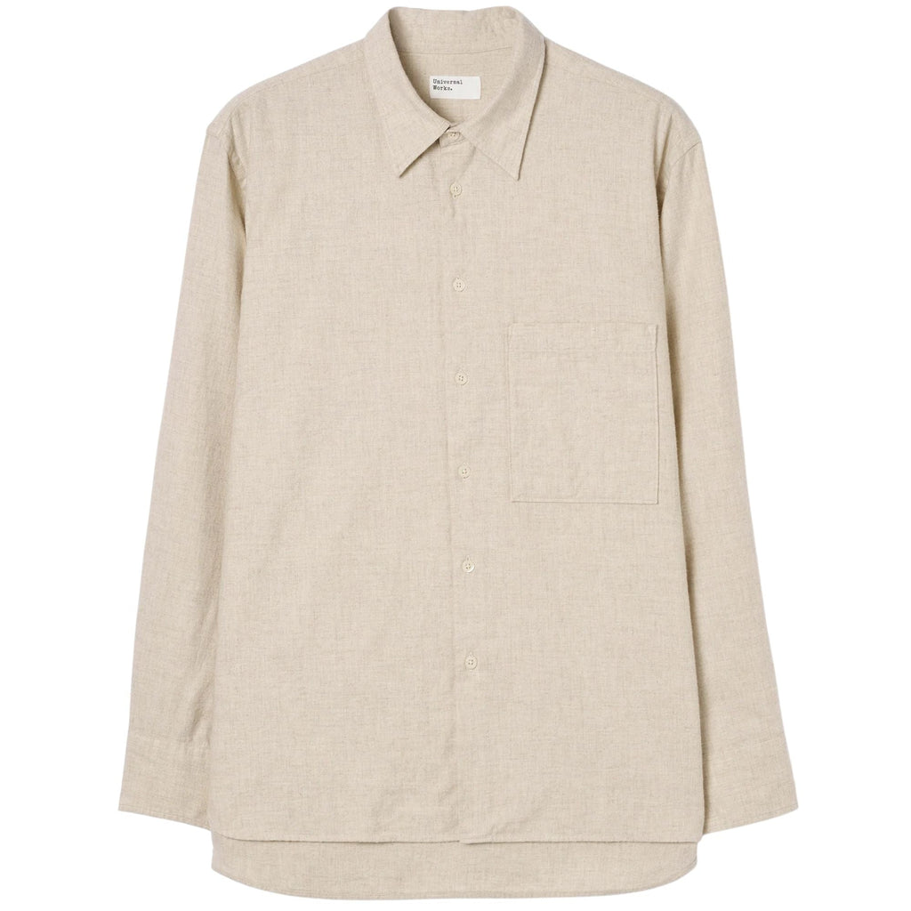 Universal Works Brushed Flannel Square Pocket Shirt - Ecru
