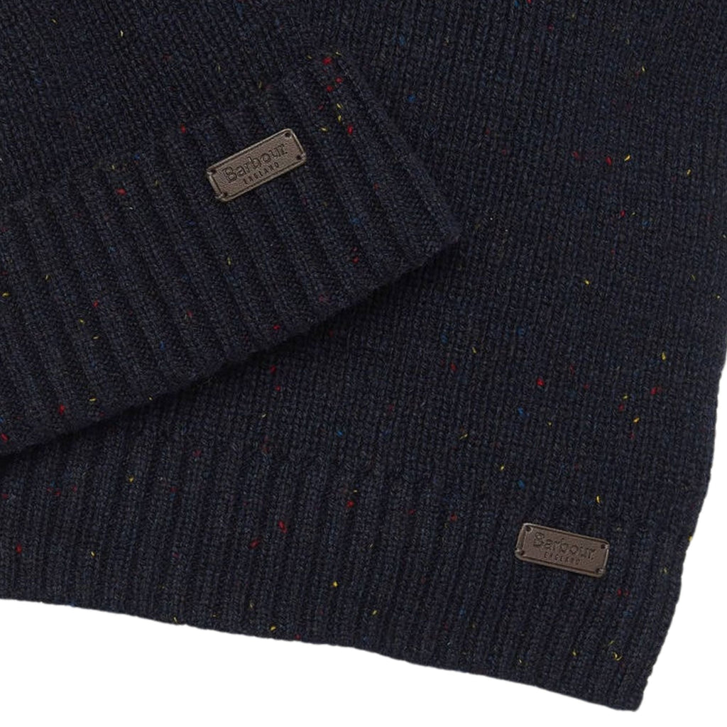 Barbour Carlton Fleck Beanie & Scarf Gift Set - Navy