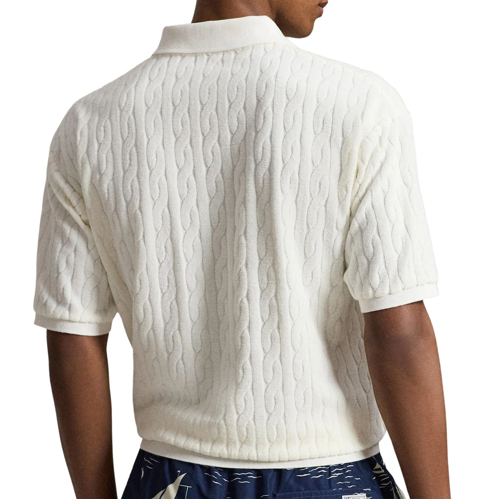 Polo Ralph Lauren Relaxed Fit Cabled Terry Polo Shirt - Deckwash White