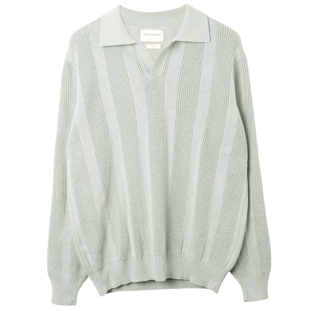 Far Afield Clifford Knitted Polo - Aqua Blue