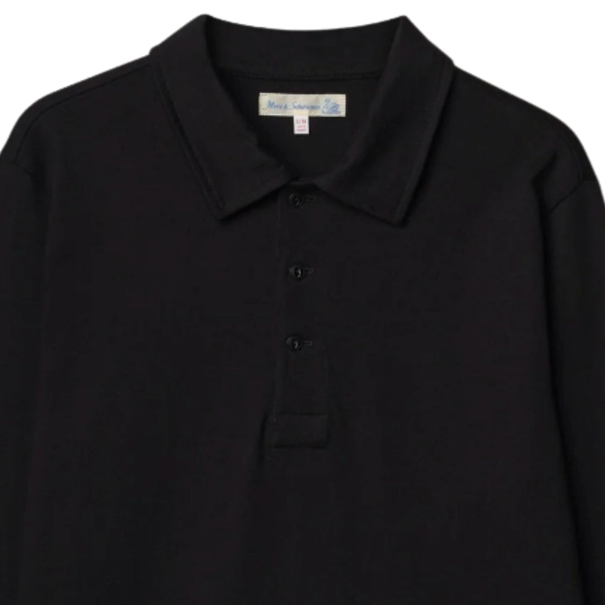 Merz b Schwanen 2MPOLO01LS Mid-Century Machine Refined Fit Polo Longsleeve - Deep Black