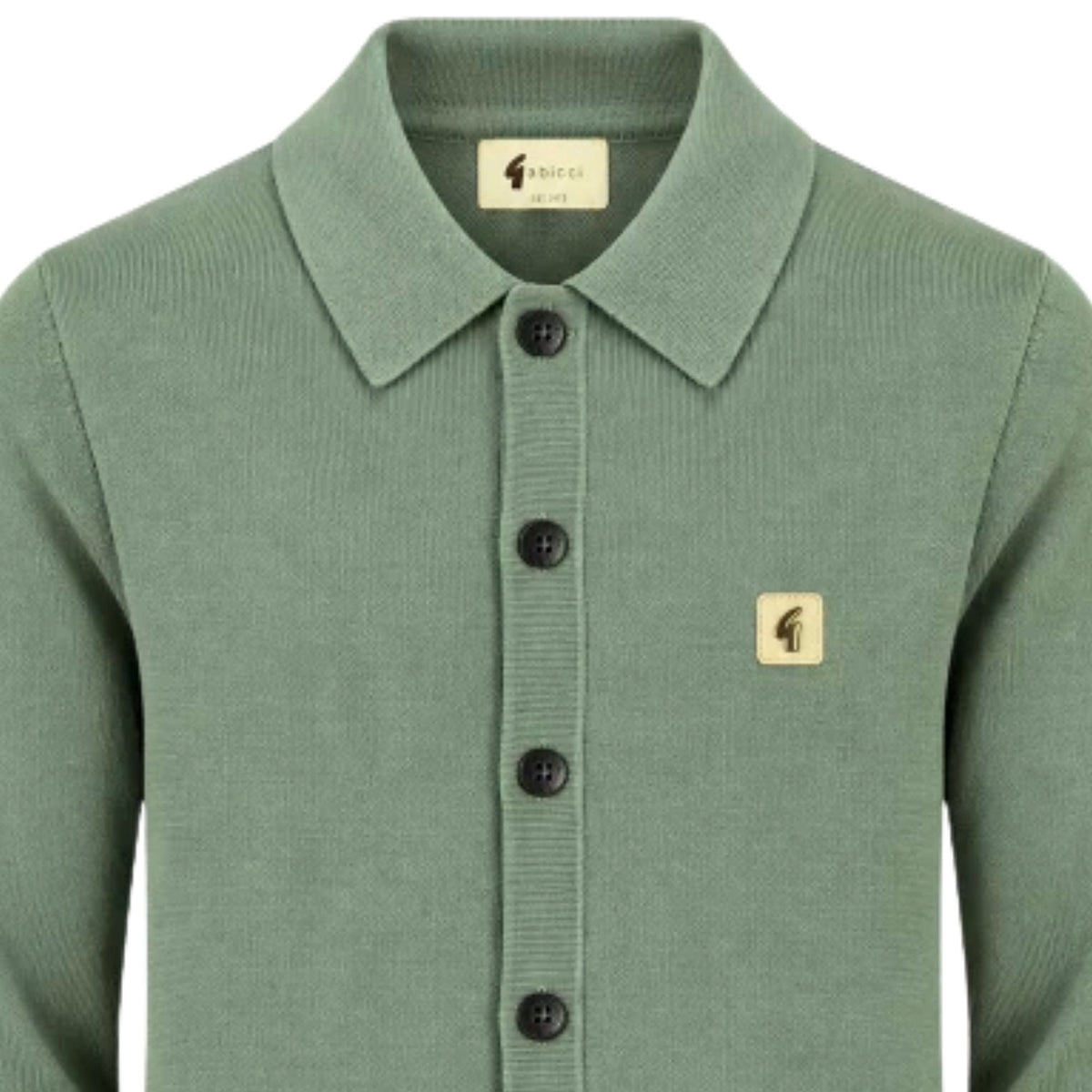 Gabicci Vintage Azima Long Sleeve Plain Knit Button Thru - Khaki