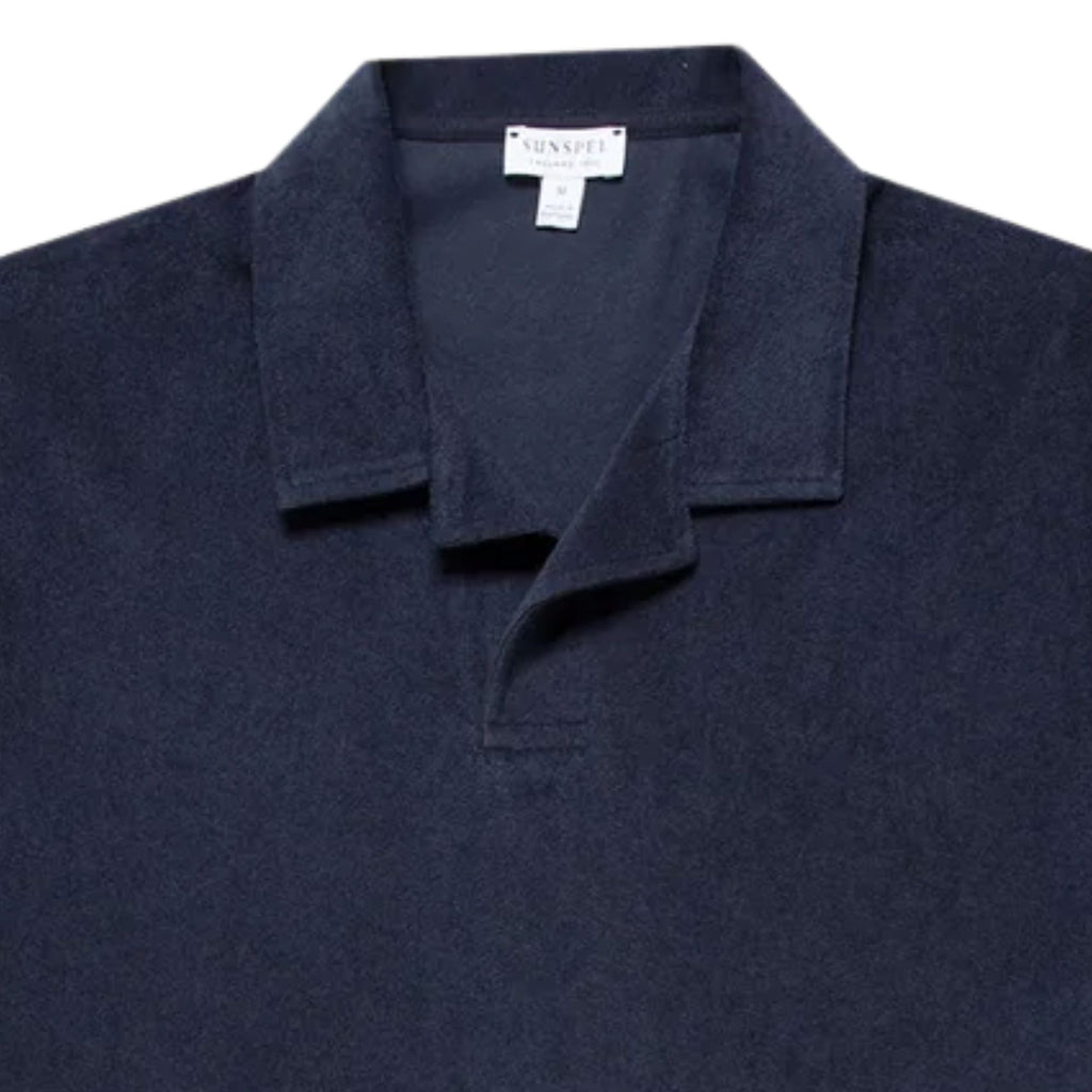 Sunspel Towelling Polo Shirt - Navy