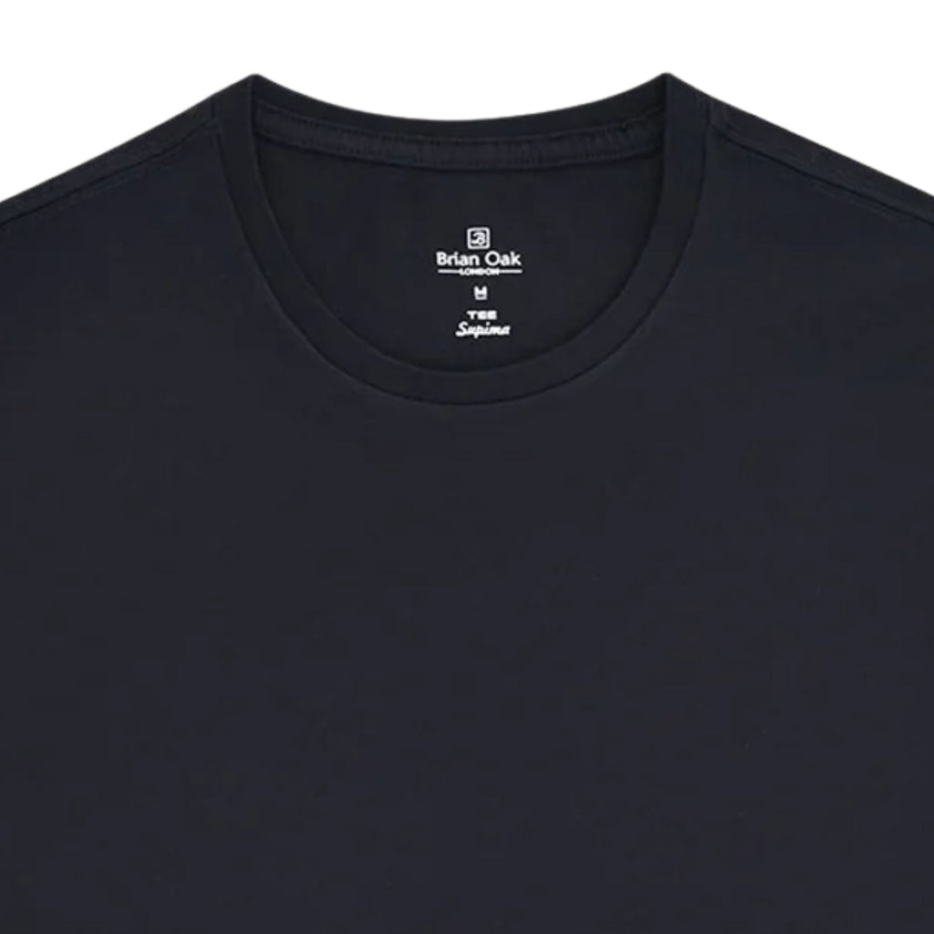 Stuarts London Brian Oak Pure Supima Cotton T-Shirt - Black