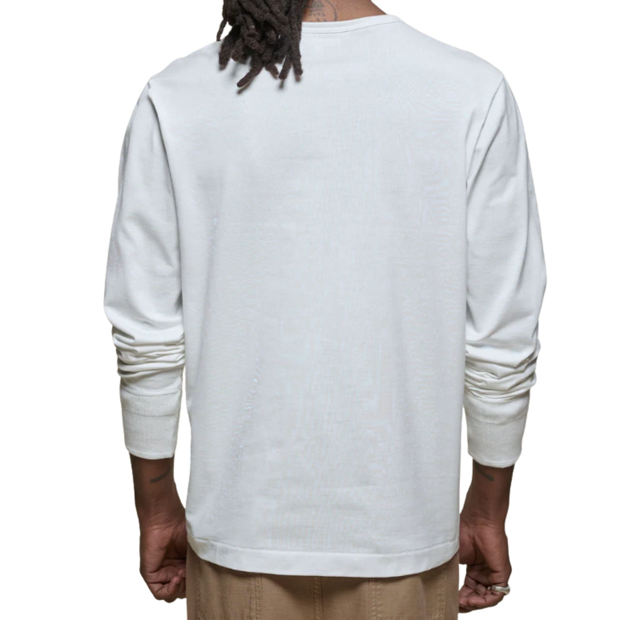 Merz b Schwanen 2M06 Vintage Machine Refined Classic Fit Long Sleeve Henley - White