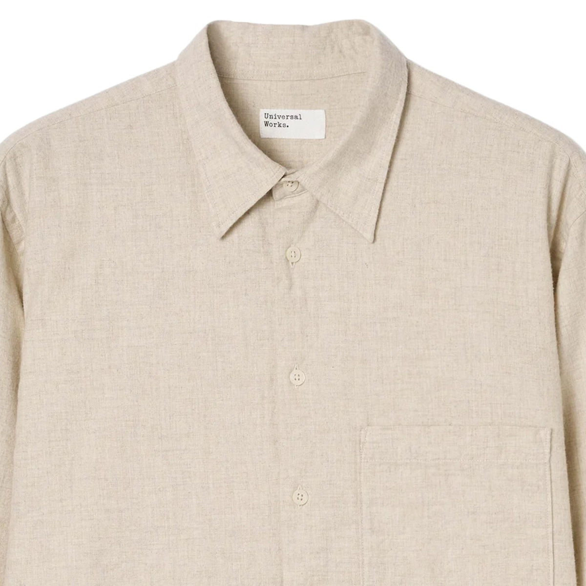 Universal Works Brushed Flannel Square Pocket Shirt - Ecru