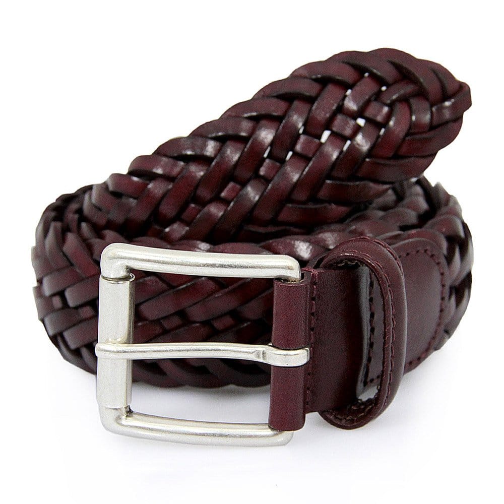 Anderson's Belts Braided Leather Belt - Bordeaux