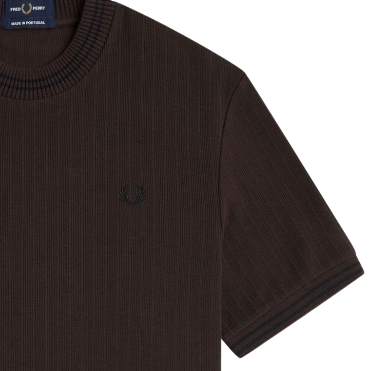 Fred Perry Ribbed Jersey T-Shirt - Rich Brown