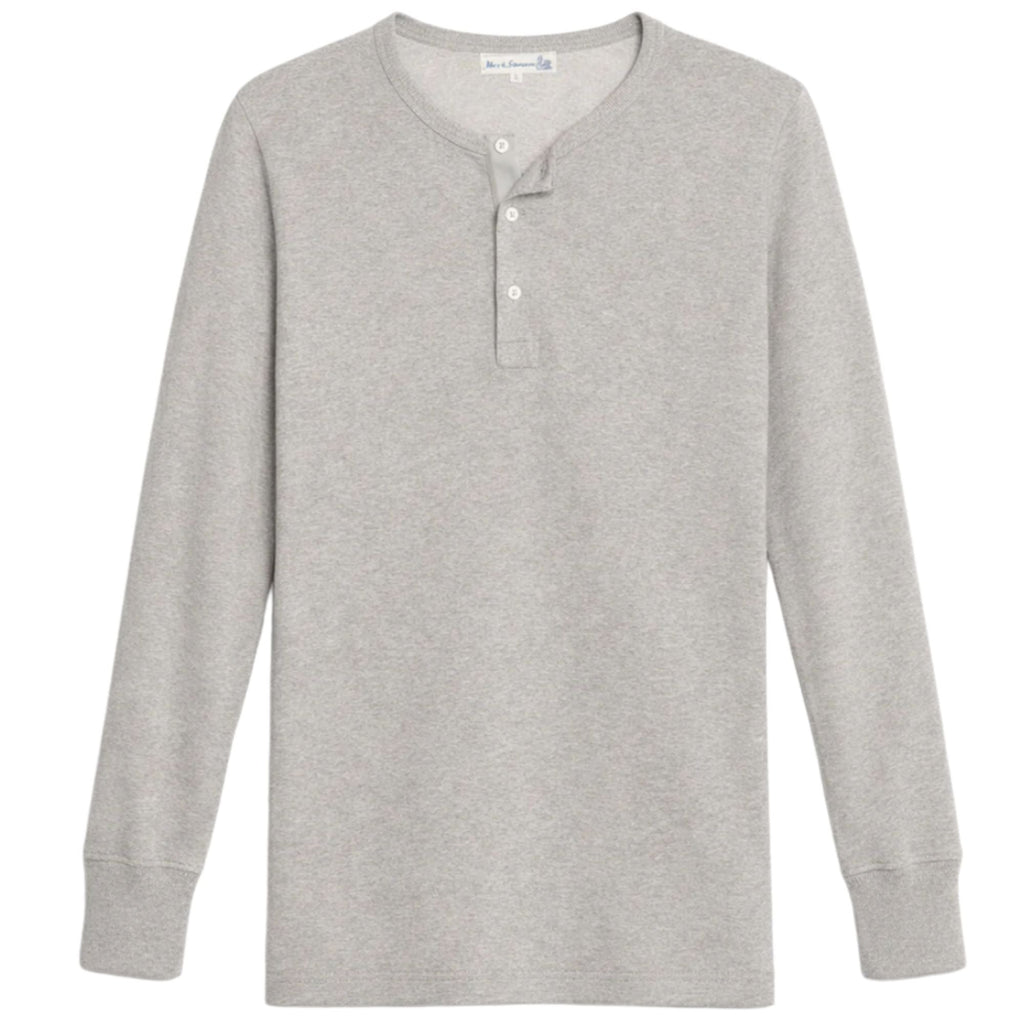 Merz b Schwanen 2M06 Vintage Machine Refined Classic Fit Long Sleeve Henley - Grey