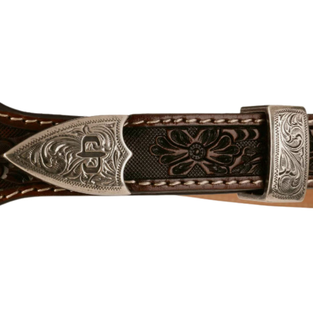 Stetson Tooled Tapered Leather Belt - Brown