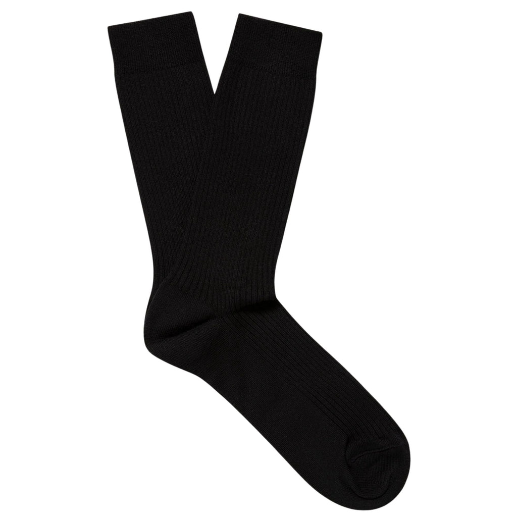 Sunspel Cotton Ribbed Socks - Black