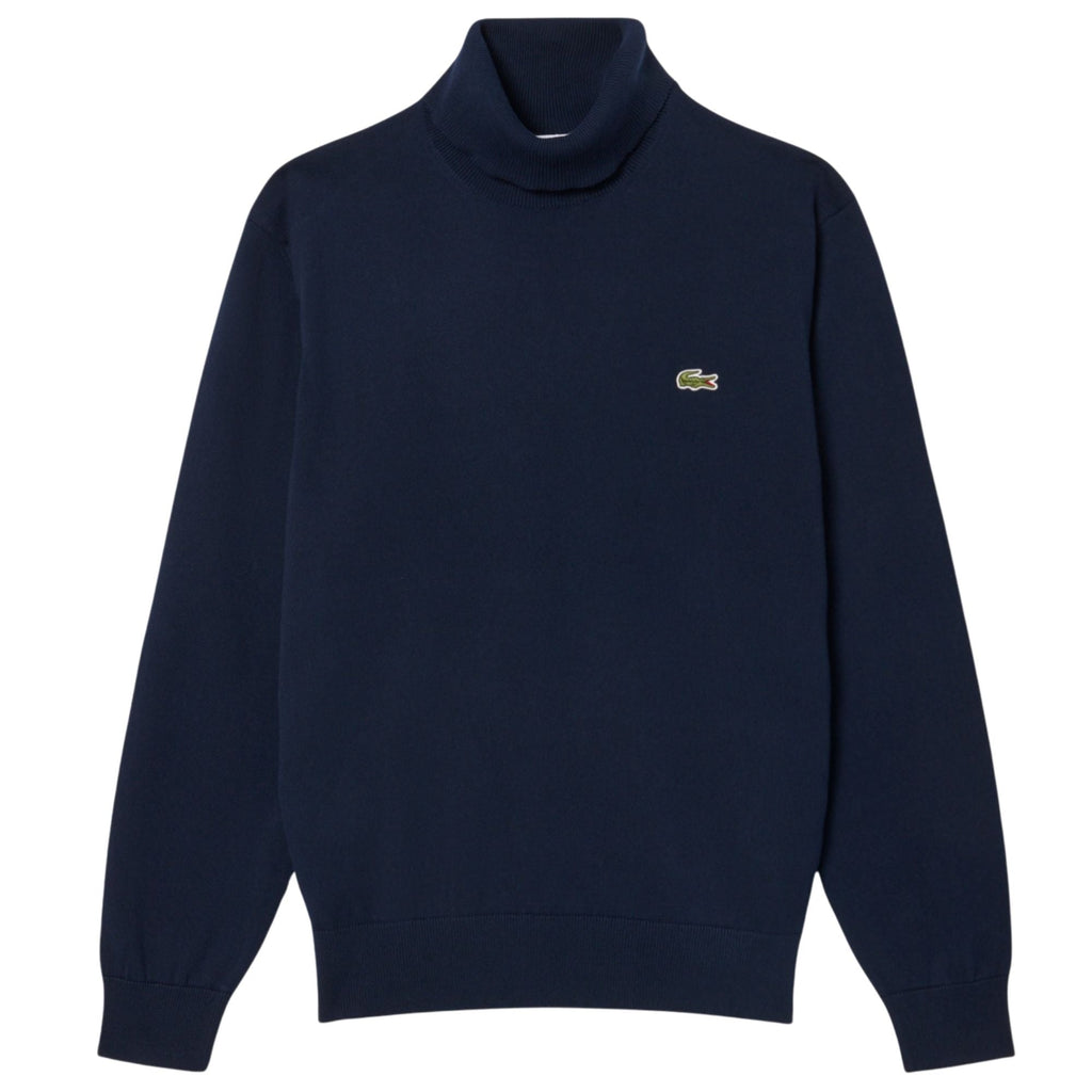 Lacoste Cotton Jersey Roll Neck Sweater - Navy