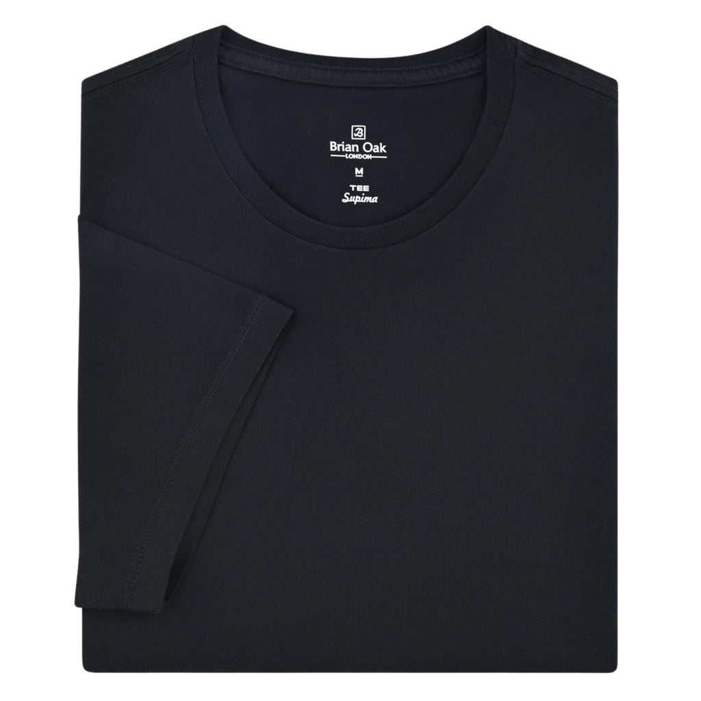 Stuarts London Brian Oak Pure Supima Cotton T-Shirt - Black