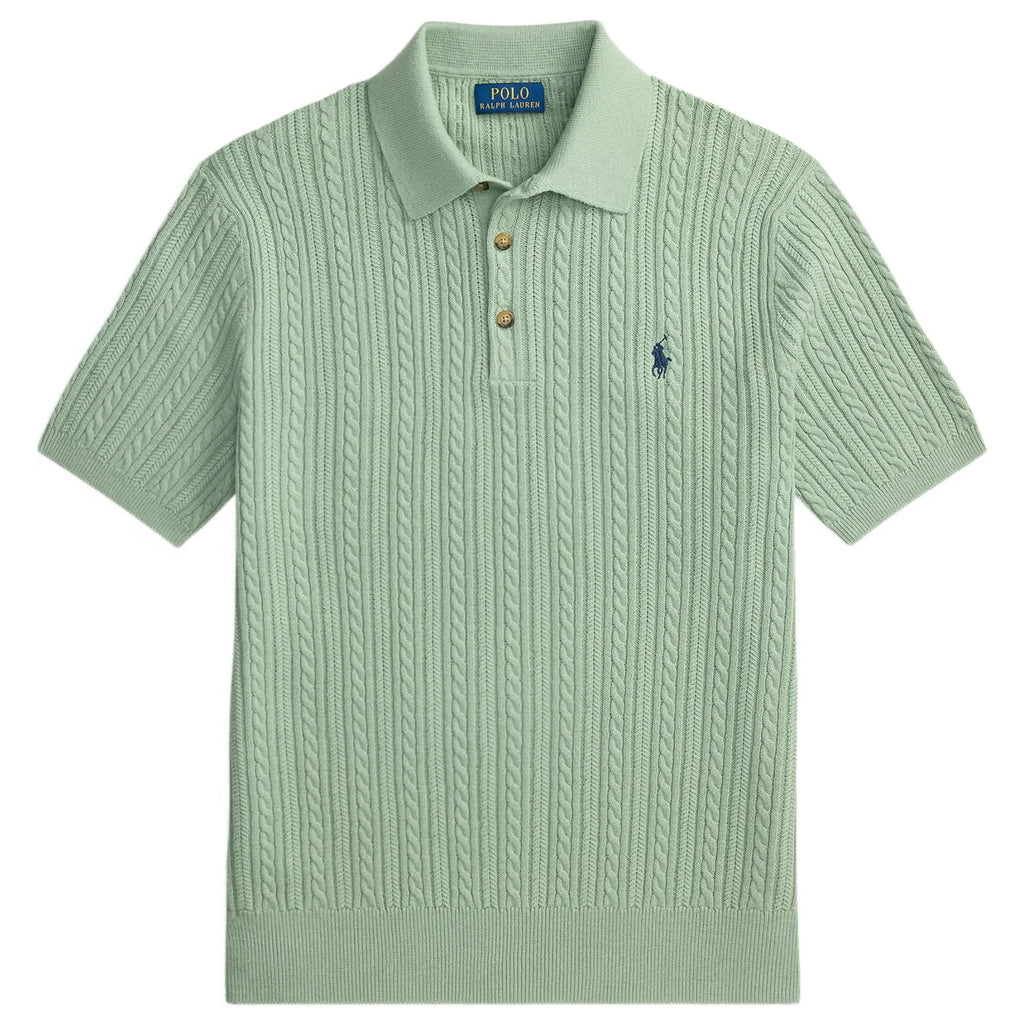 Polo Ralph Lauren Cable-Knit Cotton Polo-Collar Jumper - Green